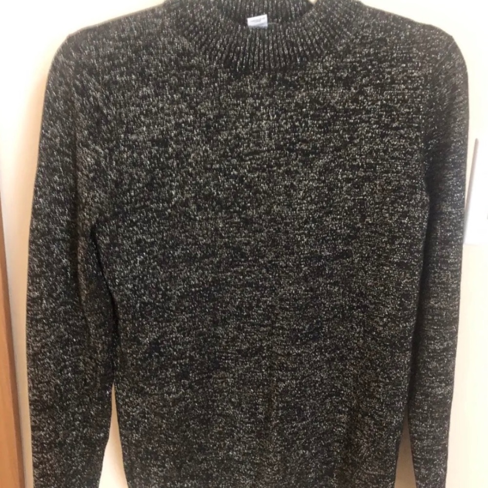 Diane von Furstenberg Black Gold Metallic Sweater Size M